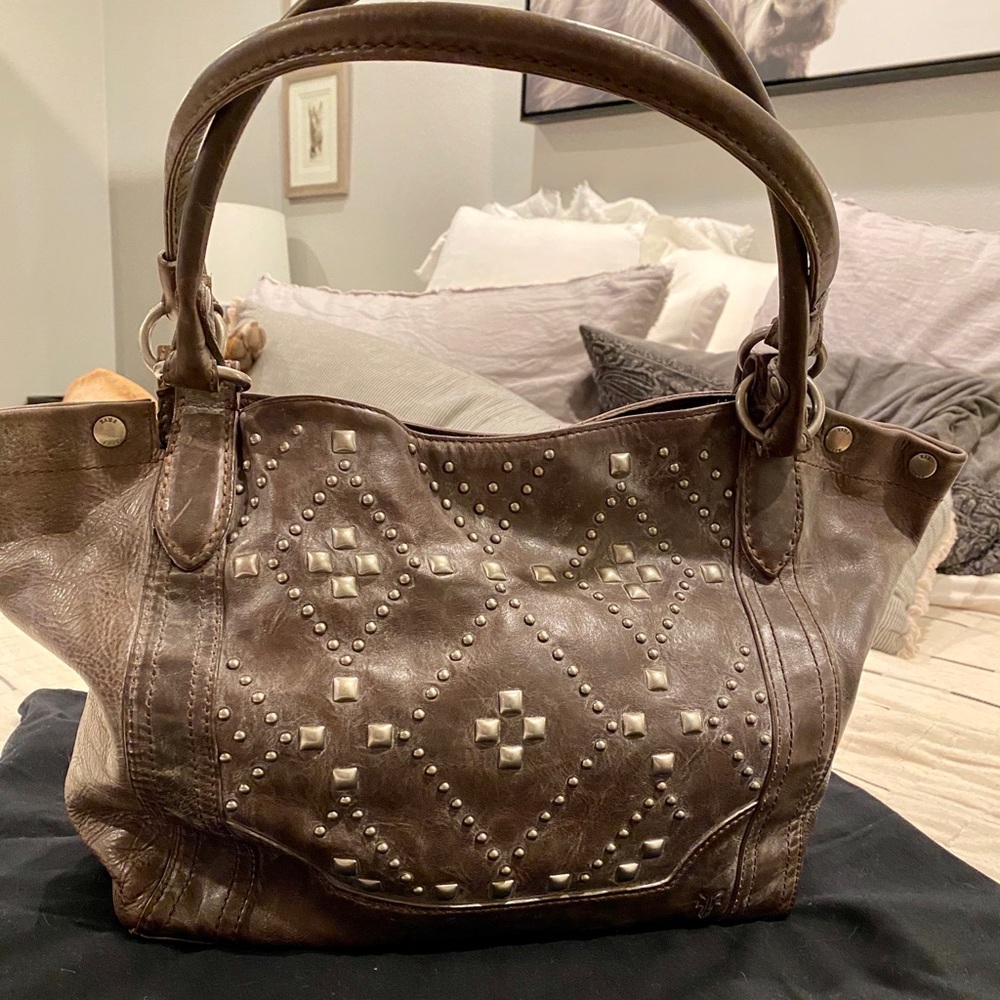 FRYE Melissa Native Sun slate studded shoulder Bag